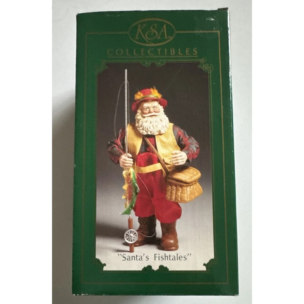 Santa Fishing Figurine‎ Fishtales Orig Box Kurt Adler KSA Fabriche NEW, Vintage